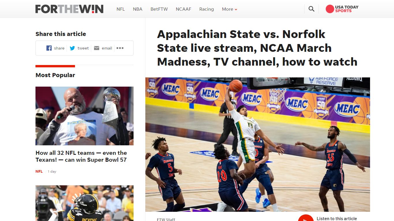 App State vs. Norfolk State live stream: TV channel, how to watch